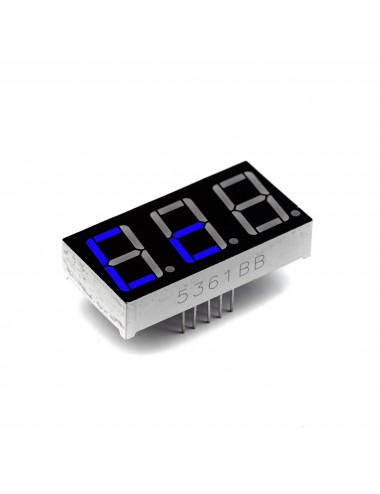 Wyświetlacz segmentowy LED 0.56" niebieski, 3 znaki, wspólna anoda