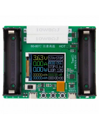 Tester pojemności ogniw akumulatorów 18650 z USB-C