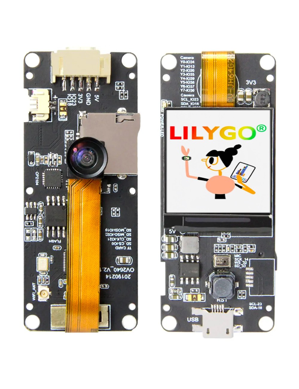 ESP32-CAM LILYGO T-Camera LCD 1.3" kamera tył Fish Eye