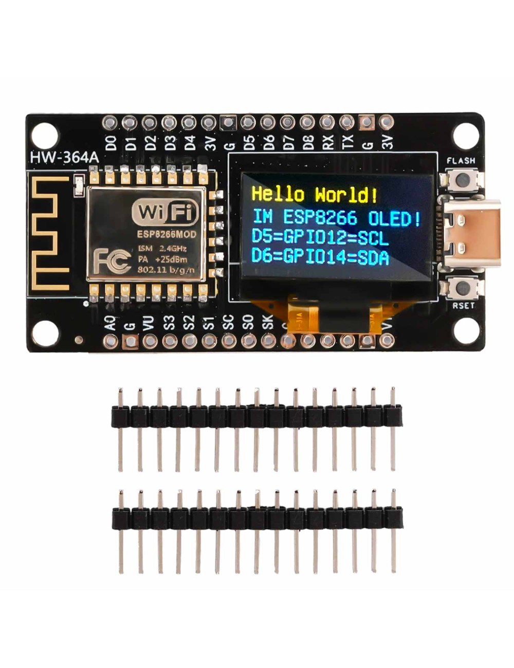ESP8266 NodeMCU V3 OLED 0.96 128x64 USB-C