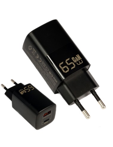 Szybka ładowarka zasilacz GaN USB-A USB-C PD 65W