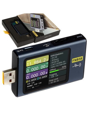 Tester USB wielofunkcyjny z Bluetooth USB-C napięcia natężenia FNIRSI FNB58